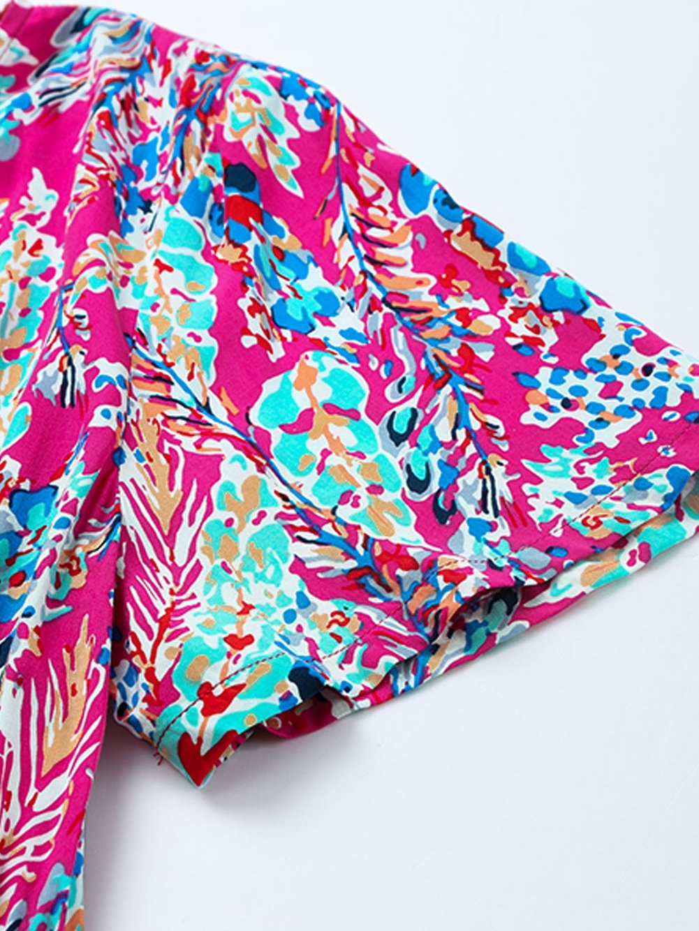 Vintage Print Puff Sleeve Maxi Dress