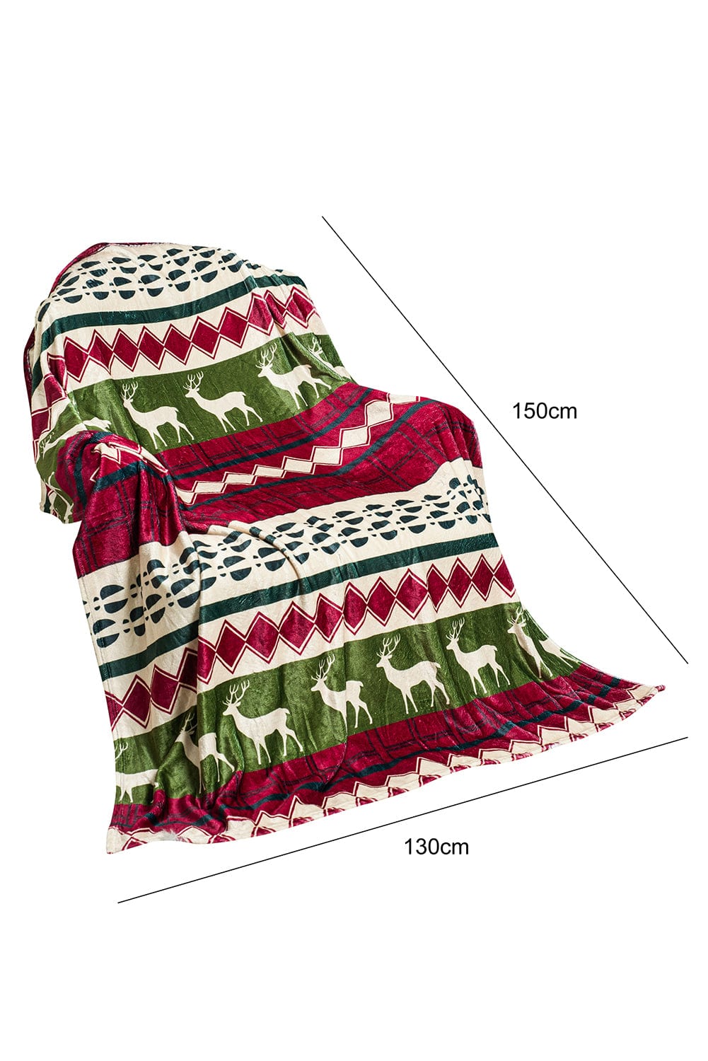 Festive Elk Design Double-Sided Sherpa Fleece Throw 130*150cm