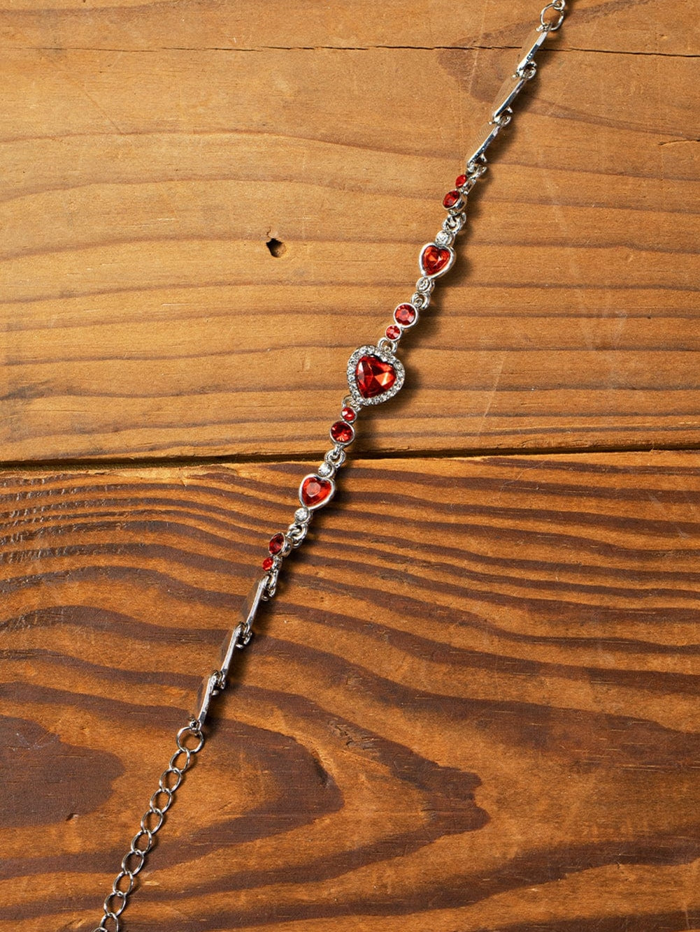 Fiery Red Heart-shape Gem Valentines Fashion Bracelet