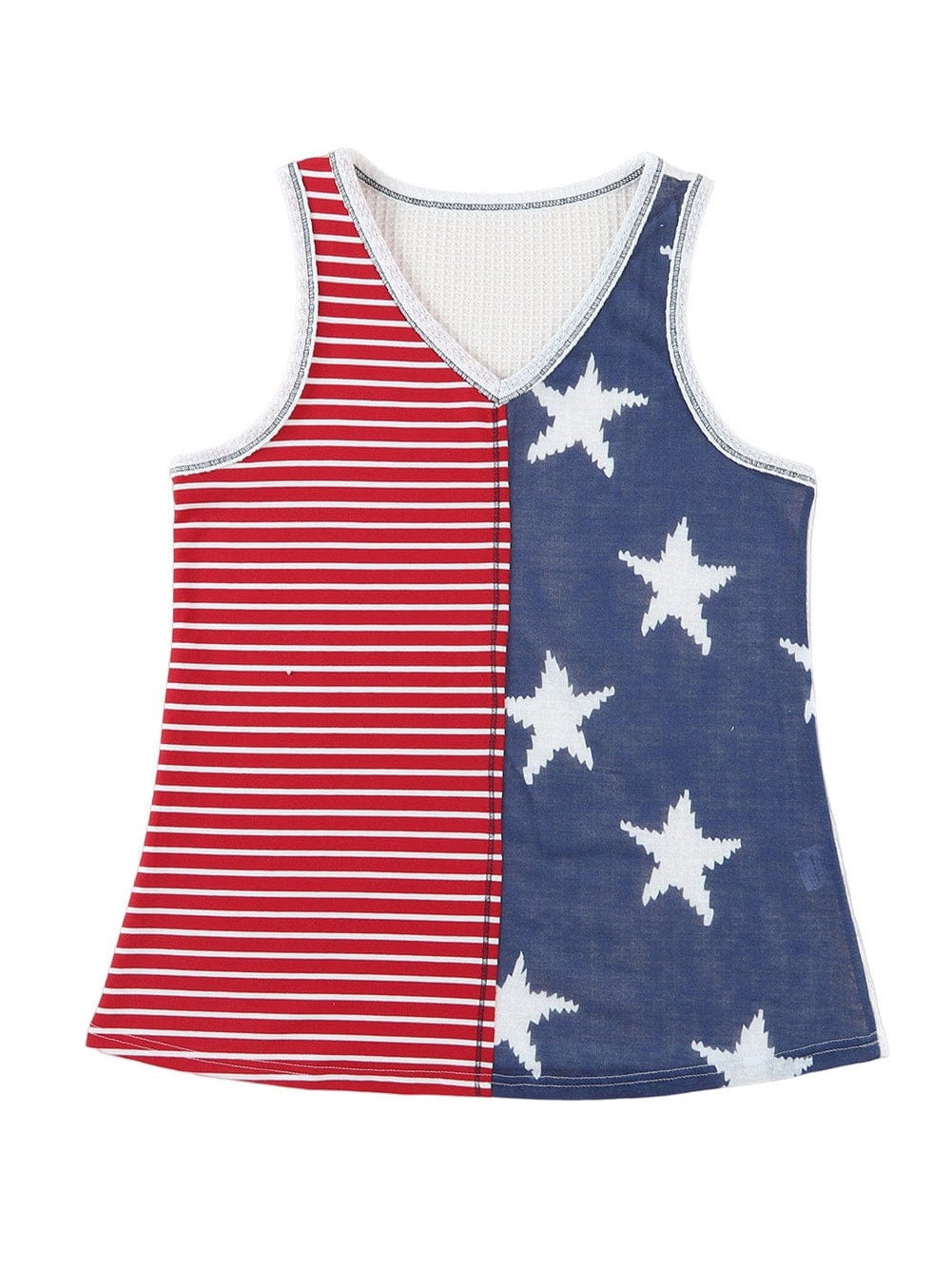 Fiery Red Patriotic Stars and Stripes Sleeveless Tank Top