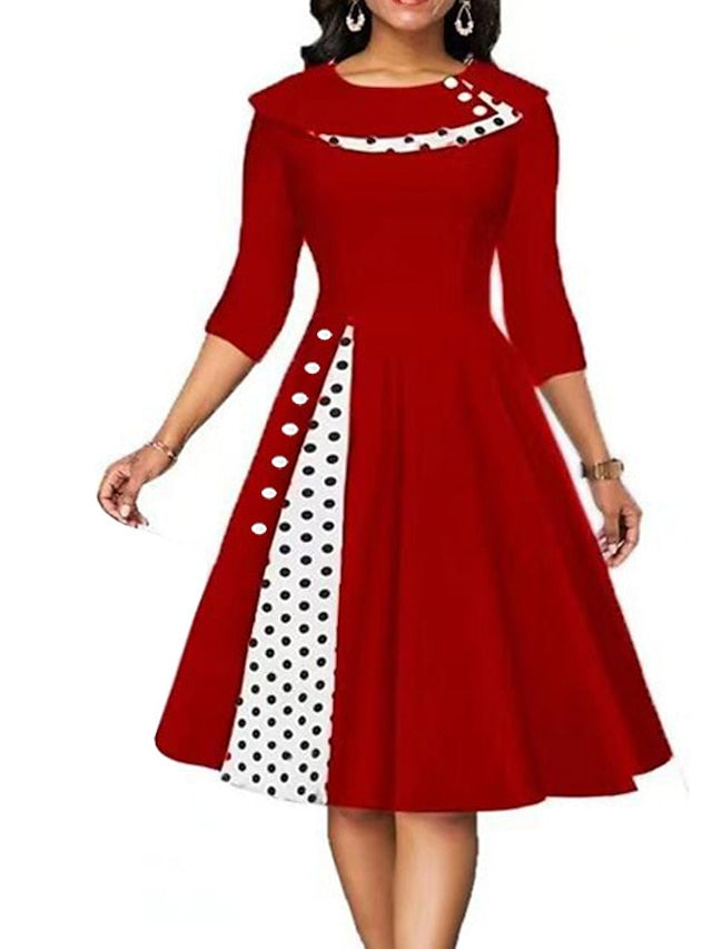 Women's Dress - Casual Dress Swing Dress Knee Length Dress Black Red Navy Blue Half Sleeve Plaid Pocket Summer Spring Crew Neck Elegant Loose Fit 2023 S M L XL XXL