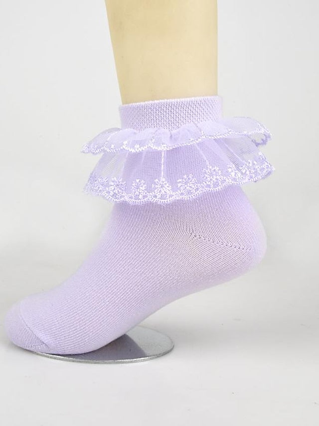 Kid's Crew Socks Wedding Party Daily Solid / Plain Color Nylon Cotton Classic Lolita 1 Pair - LuckyFash™