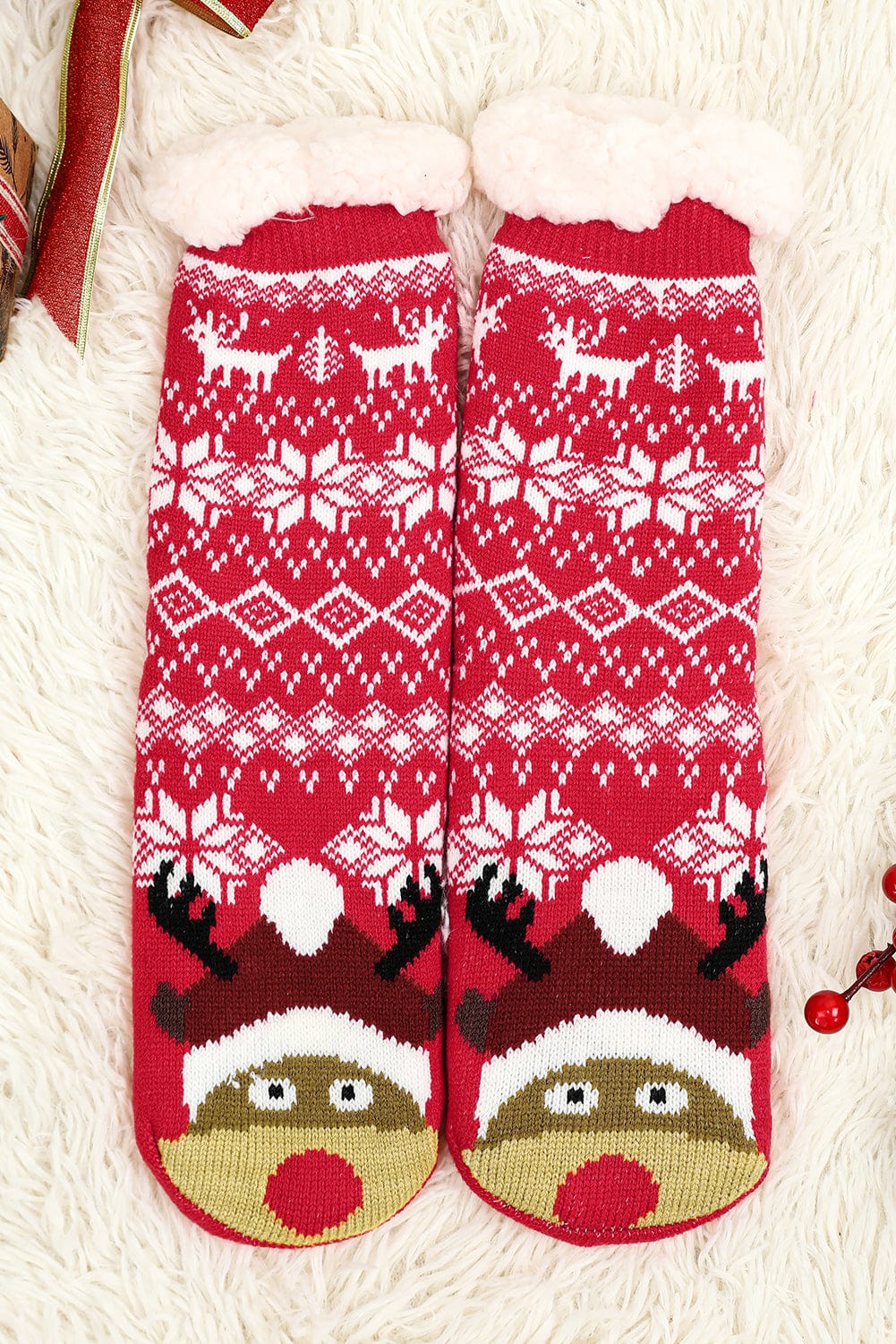 Flaming Christmas Snowflake Cozy Thermal Socks