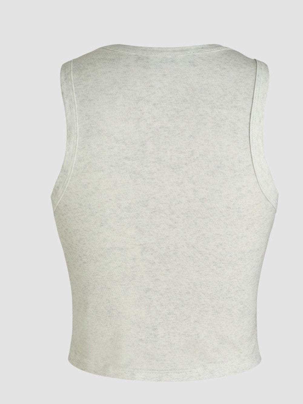 Floral Beige Cropped Tank Top with Round Neck