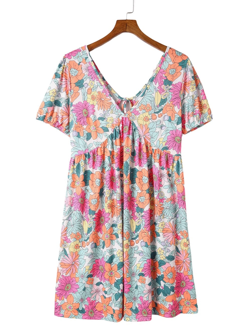 Floral Blooms Multicolor Backless Short Dress