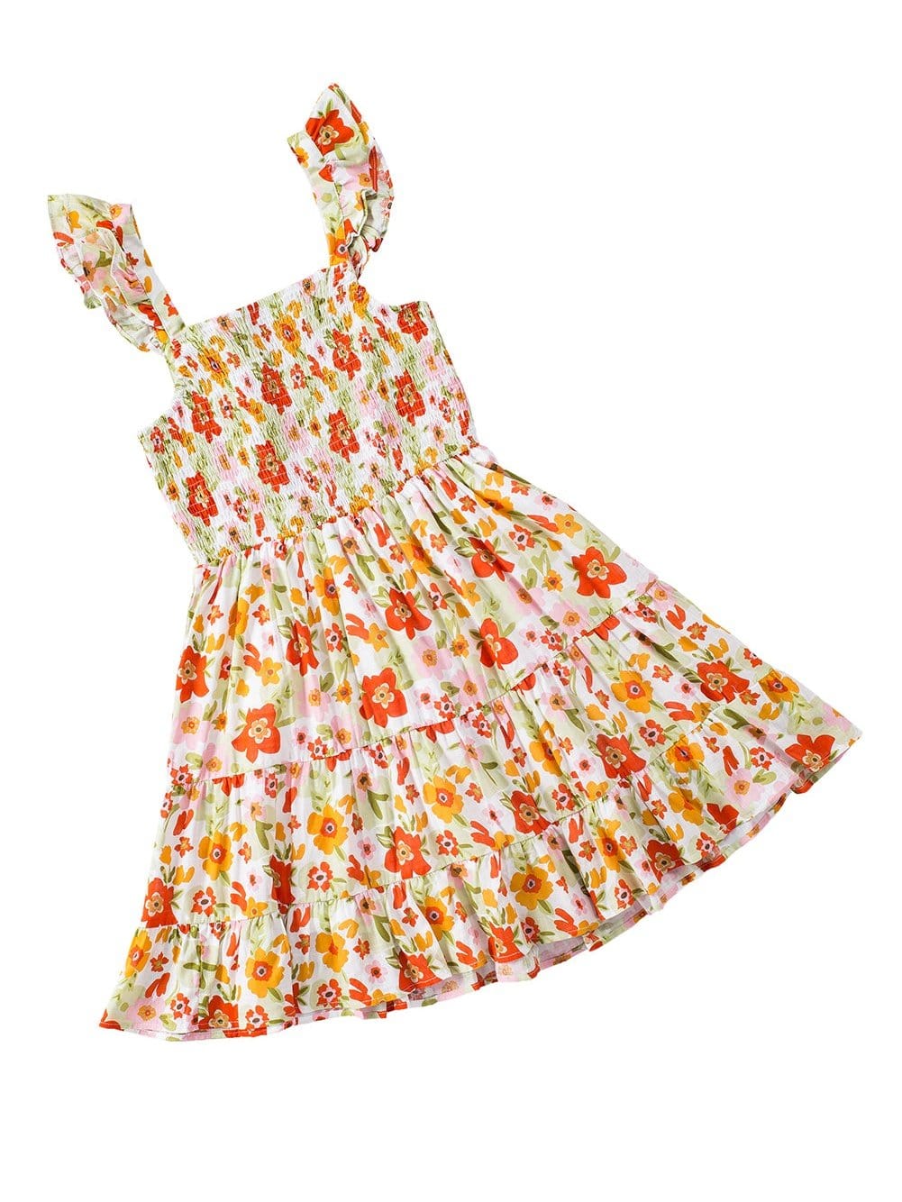 Floral Fantasy Sleeveless Ruffled Mini Dress