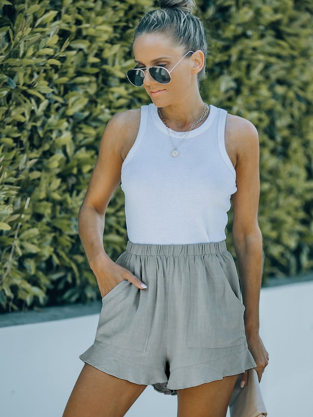 Frilled High Waist Pocket Shorts