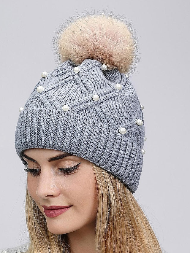 new women's wool knitted hat autumn and winter warm wool ball cap thickened wild face-lift travel hat - LuckyFash™