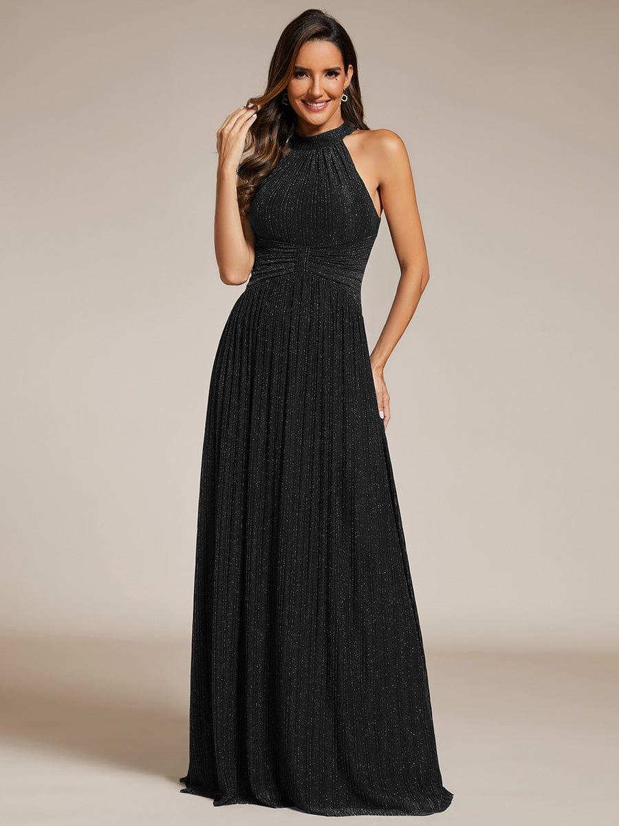 Glimmering Halter Neck Pleated Wholesale Evening Gown