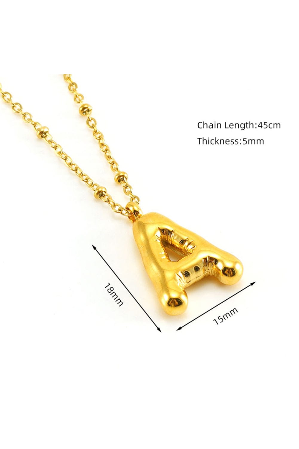 Gold Letter A Pendant Chain Necklace