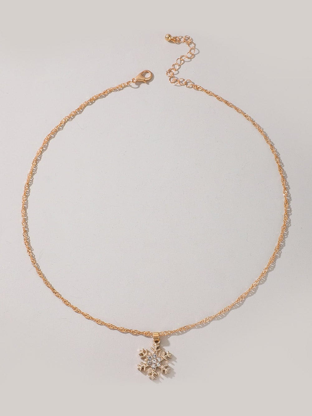 Gold Rhinestone Snowflake Christmas Fashion Necklace