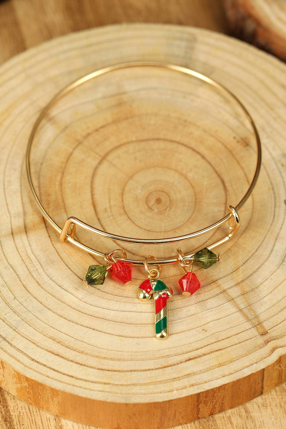 Golden Enamel Beaded Christmas Charm Bracelet
