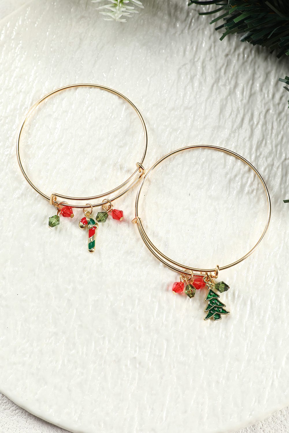 Golden Enamel Beaded Christmas Charm Bracelet
