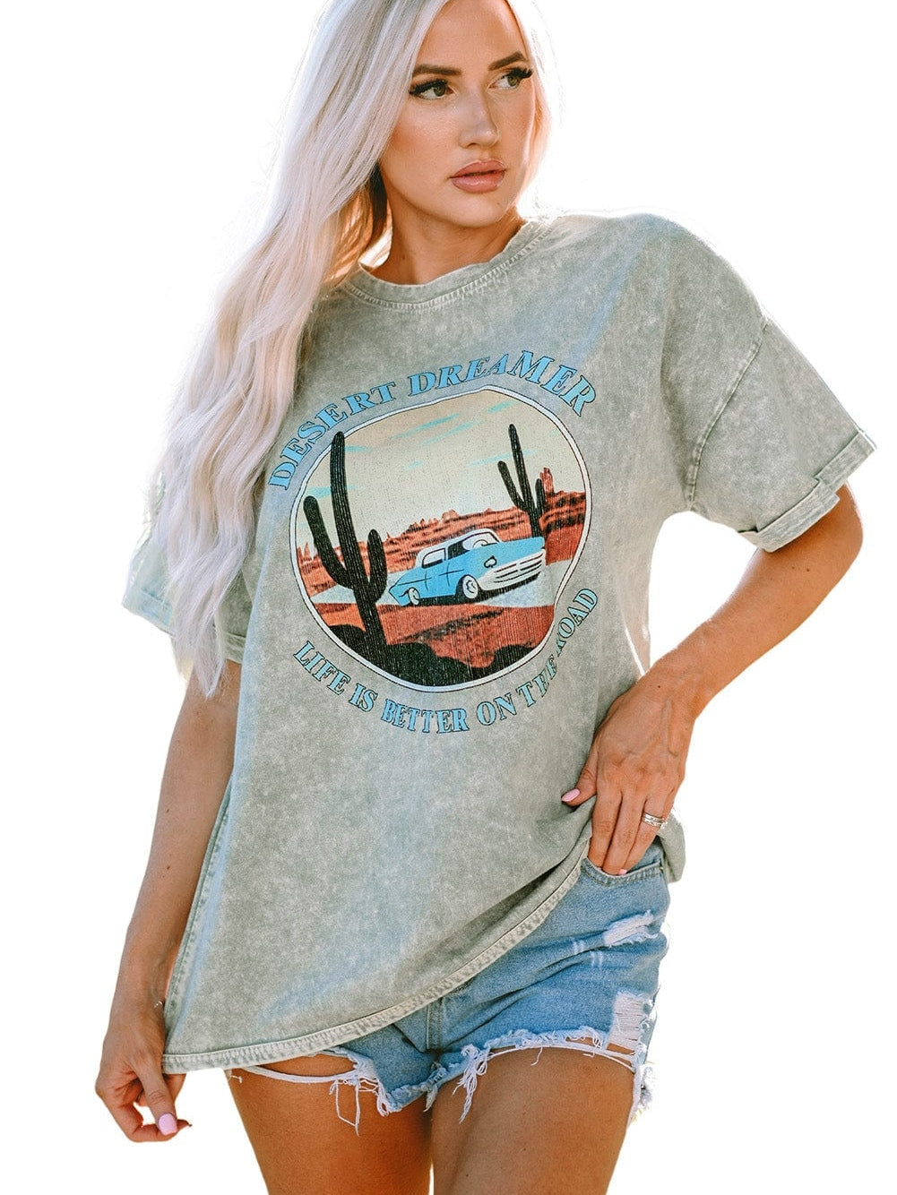 Graphic Desert Dreamer Mineral Wash Western Tee