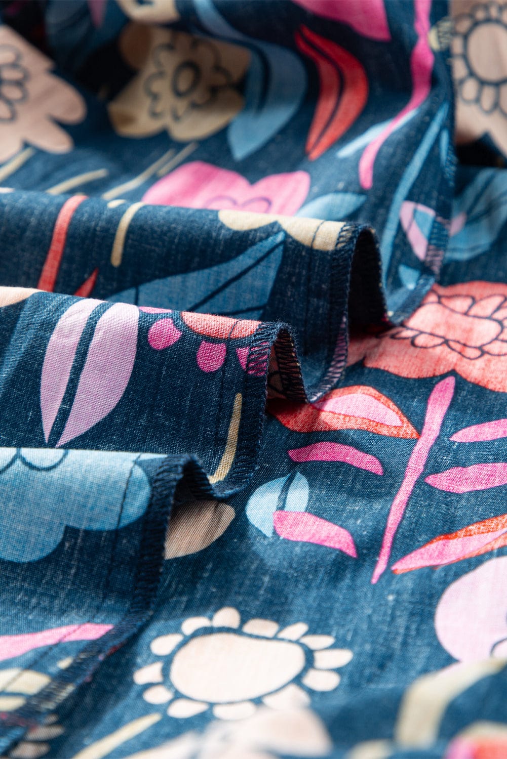 Green Retro Floral Print Split V-Neck Long Dress