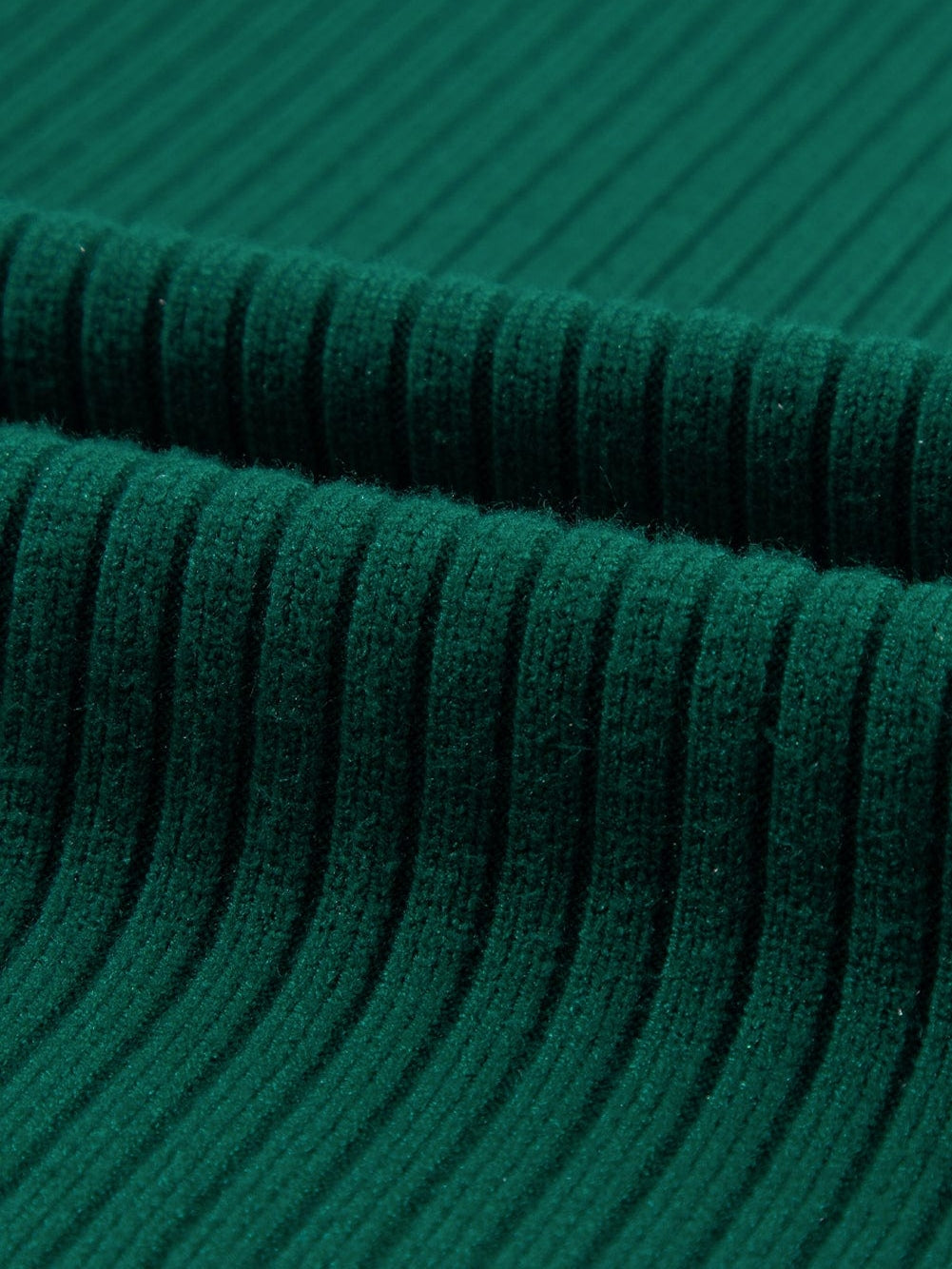 Green Ribbed Knit Short Sleeve Sweater Dress with Patch Pocket