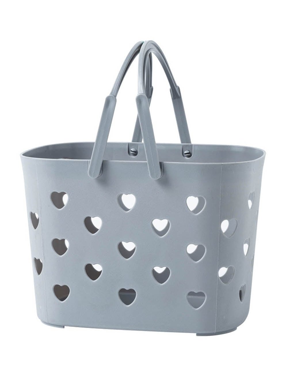 Heart-shaped Gray Plastic Storage Basket with Handles
