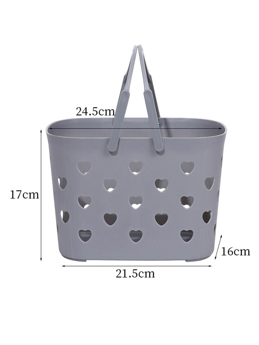 Heart-shaped Gray Plastic Storage Basket with Handles