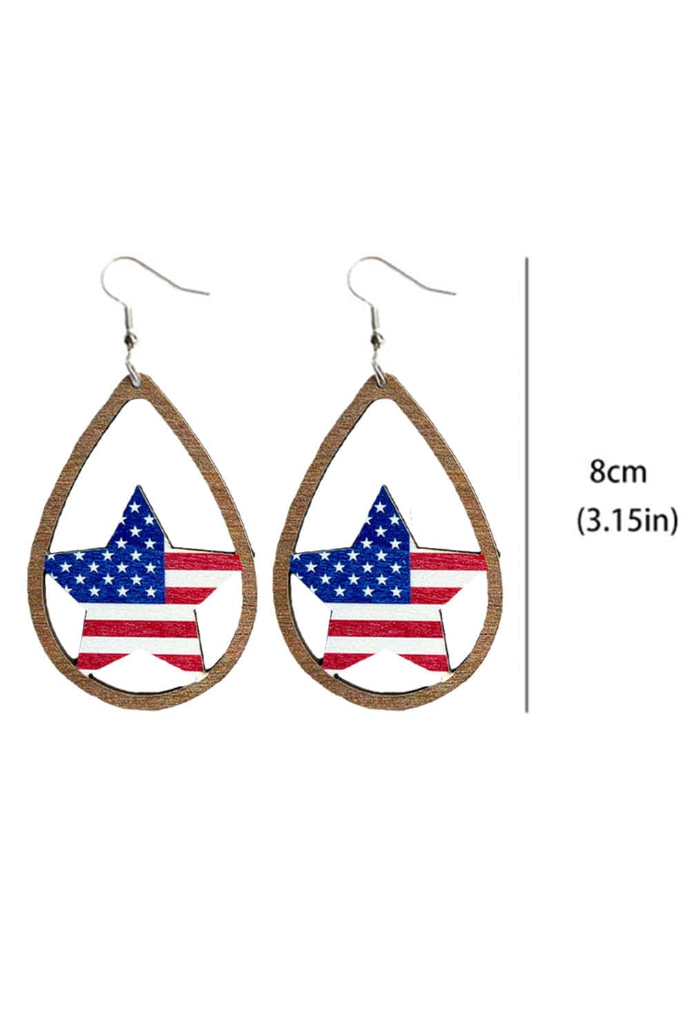 Heartfelt Patriotic Wooden Drop Earrings