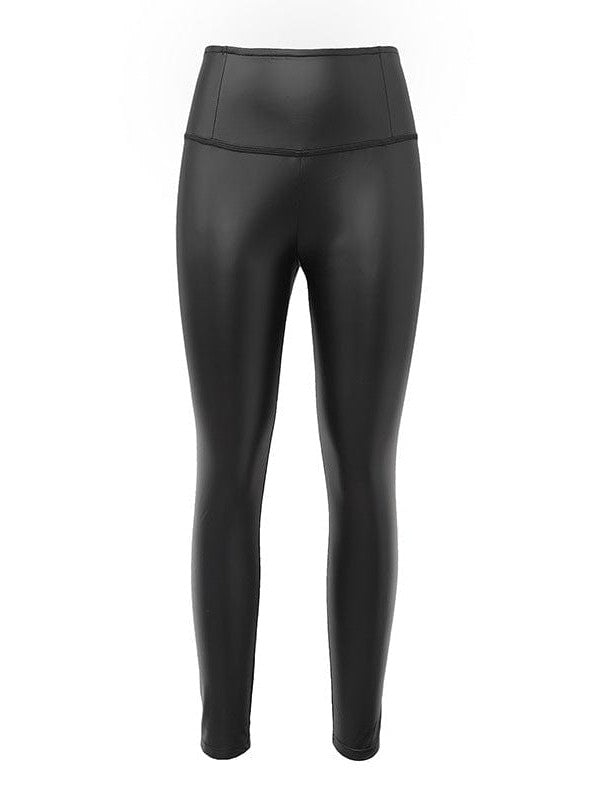 High Waist Elastic Leather Pencil Pants in Solid Colors for Stylish Women