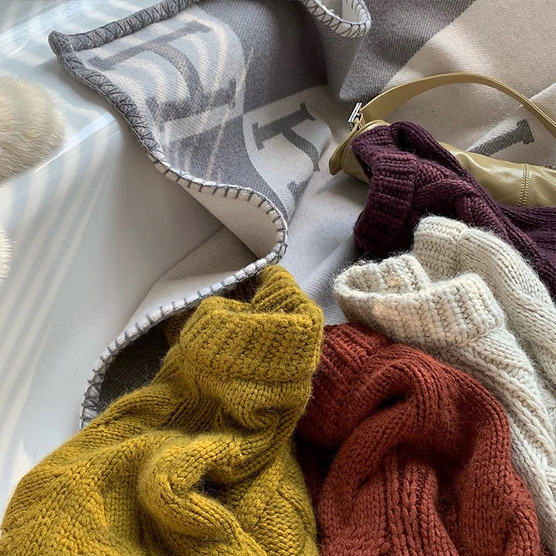 Women's Pullover Sweater Jumper Crew Neck Cable Knit Polyester Knitted Drop Shoulder Fall Winter Tunic Outdoor Valentine's Day Daily Casual Soft Long Sleeve Solid Color Yellow Red Fuchsia One-Size