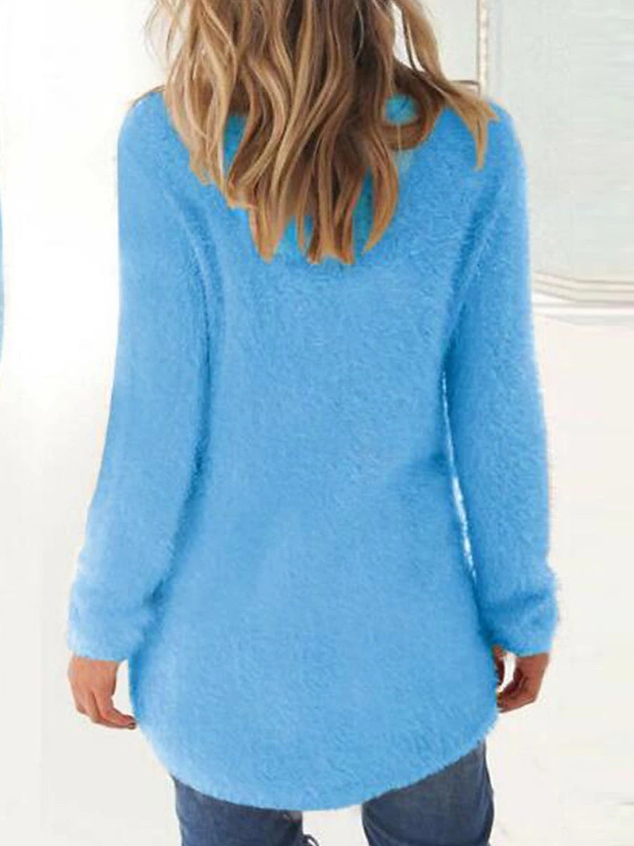 Women's Pullover Sweater Jumper Crew Neck Ribbed Knit Cotton Oversized Fall Winter Outdoor Daily Going out Stylish Casual Soft Long Sleeve Solid Color Lake blue ArmyGreen Black S M L