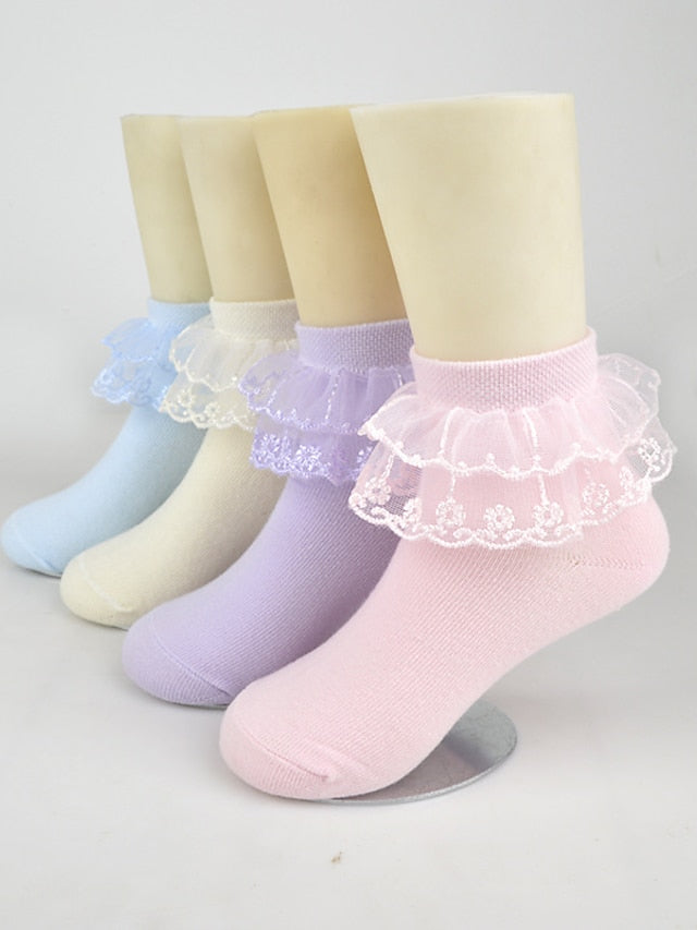 Kid's Crew Socks Wedding Party Daily Solid / Plain Color Nylon Cotton Classic Lolita 1 Pair - LuckyFash™
