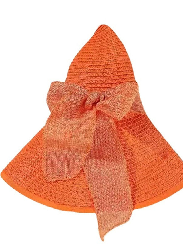 Ladies Summer Ribbon Hats Elegant Straw Hats For Women Beach Seaside Vacation Foldable Sun Hat Sun Floppy Visor - LuckyFash™