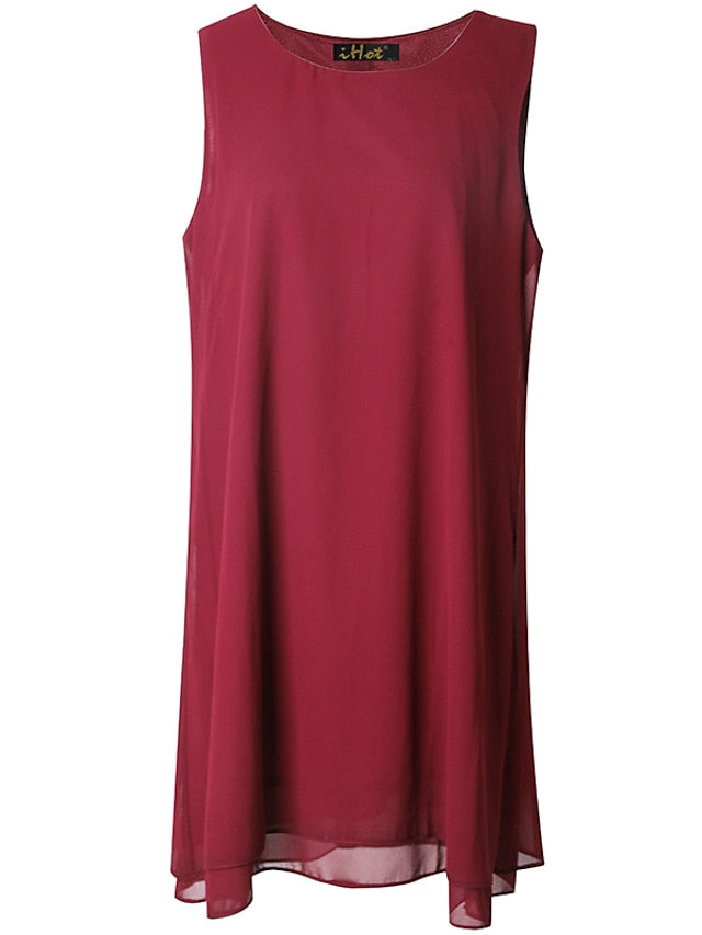 Women's Dress - Dress Set Two Piece Dress Church Dress Midi Dress Light Pink Black Wine Long Sleeve Pure Color Chiffon Summer Spring Crew Neck Stylish Winter Dress Fall Dress 2023 XL XXL 3XL 4XL 5XL