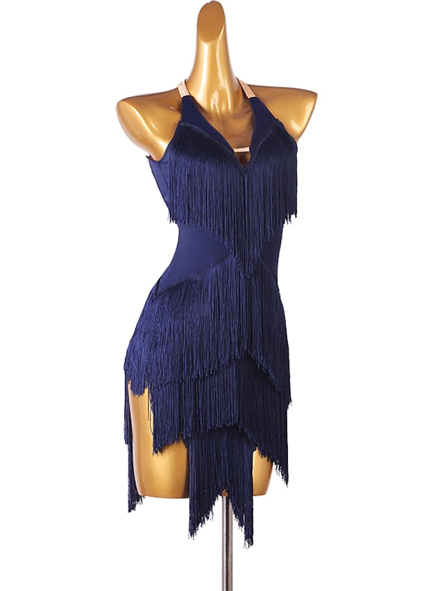 Latin Dance Dress Tassel Split Joint Women's Performance Training Sleeveless Chinlon - LuckyFash™