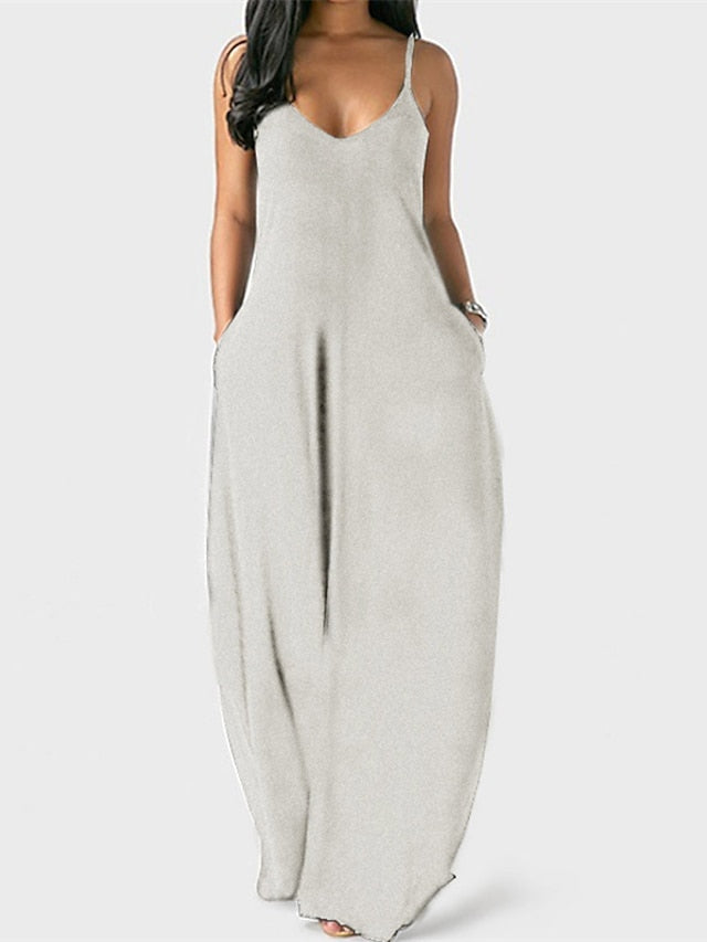 Women's Dress - Pajamas Nightgown Nighty Pjs Pure Color Comfort Home Daily Polyester Straps Sleeveless Backless Pocket Spring Summer Green Purple / V Wire