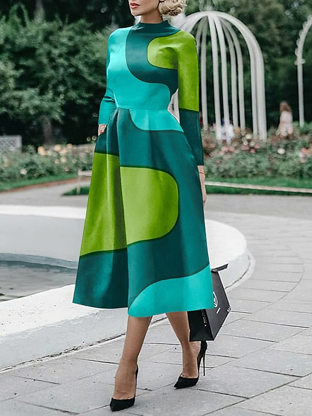 Women's Dress - Sheath Dress Midi Dress Midi Dress Black White Red Long Sleeve Floral Ruched Fall Winter Autumn Shirt Collar Stylish Winter Dress Fall Dress 2023 S M L XL XXL 3XL