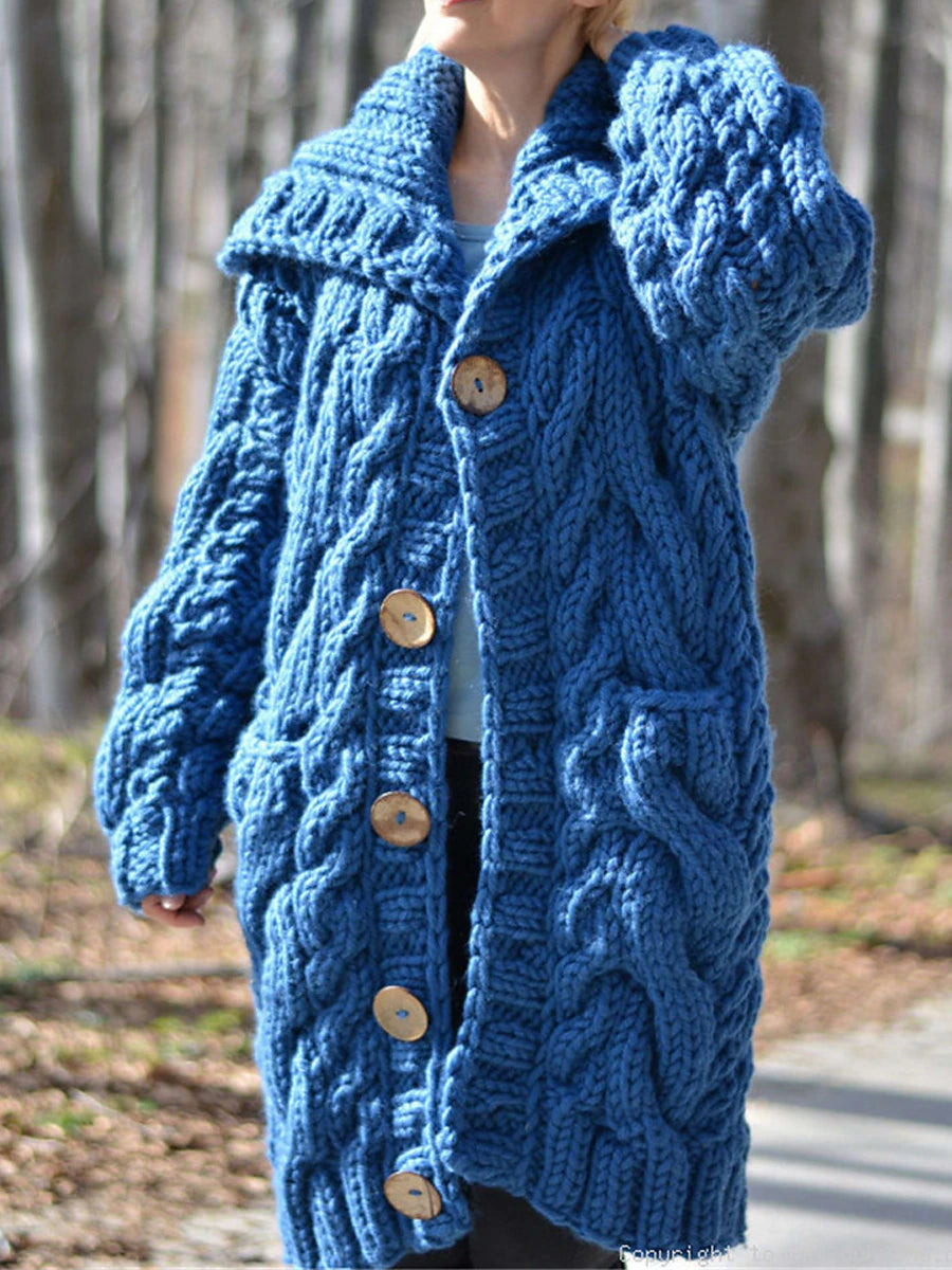 Women's Cardigan Sweater Hooded Cable Knit Acrylic Button Pocket Fall Winter Long Outdoor Going out Weekend Stylish Casual Soft Long Sleeve Pure Color Red Brown Black Light Green S M L