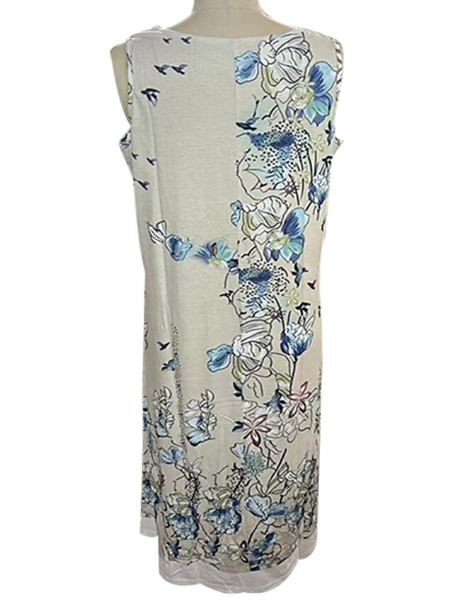 Women's Dress - Shift Dress Midi Dress Light Pink Light Blue Green 1 Sleeveless Floral Print Spring Summer Crew Neck Casual Weekend 2023 S M L XL XXL