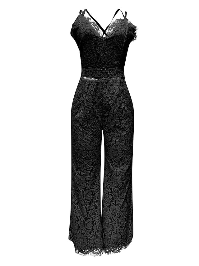 Women‘s Casual Party Street Holiday Deep V 2023 White Black Wine Jumpsuit Solid Color Zipper - LuckyFash™