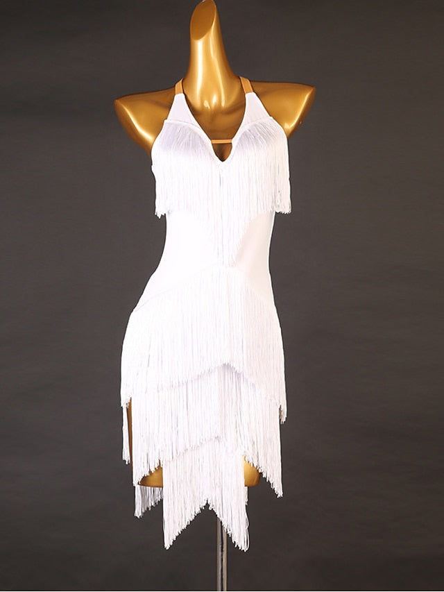 Latin Dance Dress Tassel Split Joint Women's Performance Training Sleeveless Chinlon - LuckyFash™