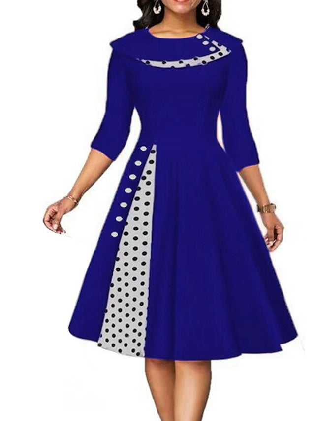 Women's Dress - Casual Dress Swing Dress Knee Length Dress Black Red Navy Blue Half Sleeve Plaid Pocket Summer Spring Crew Neck Elegant Loose Fit 2023 S M L XL XXL