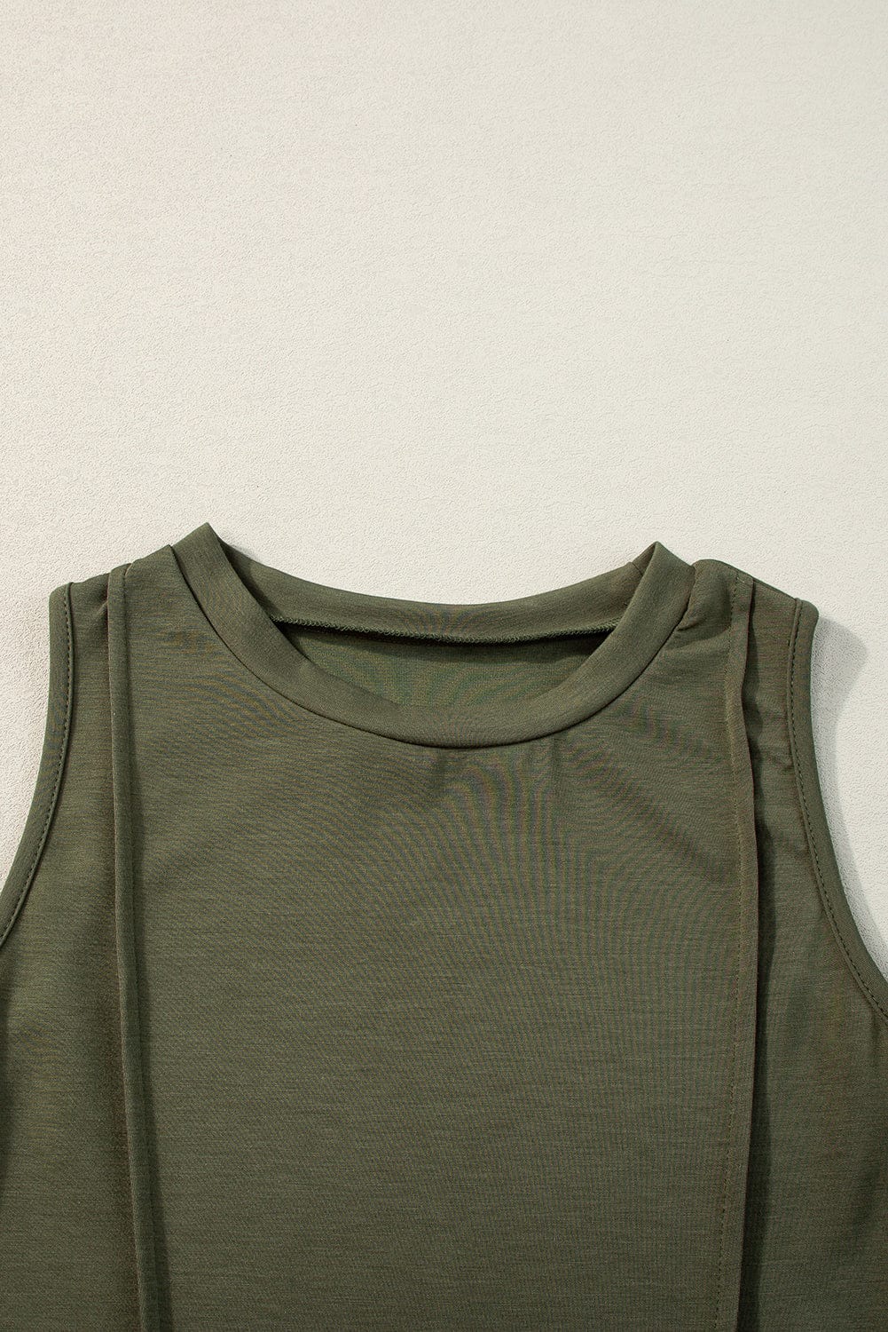 Jungle Green Chic Sleeveless Top and Wide Leg Pants Set