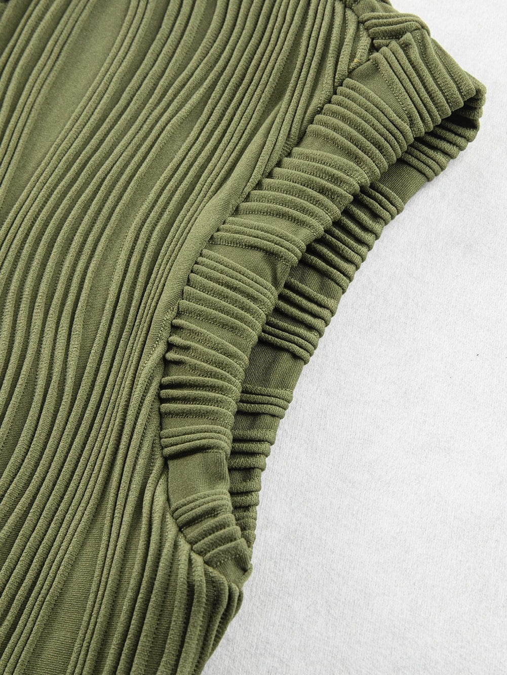 Jungle Green Textured Wave Cap Sleeve Blouse