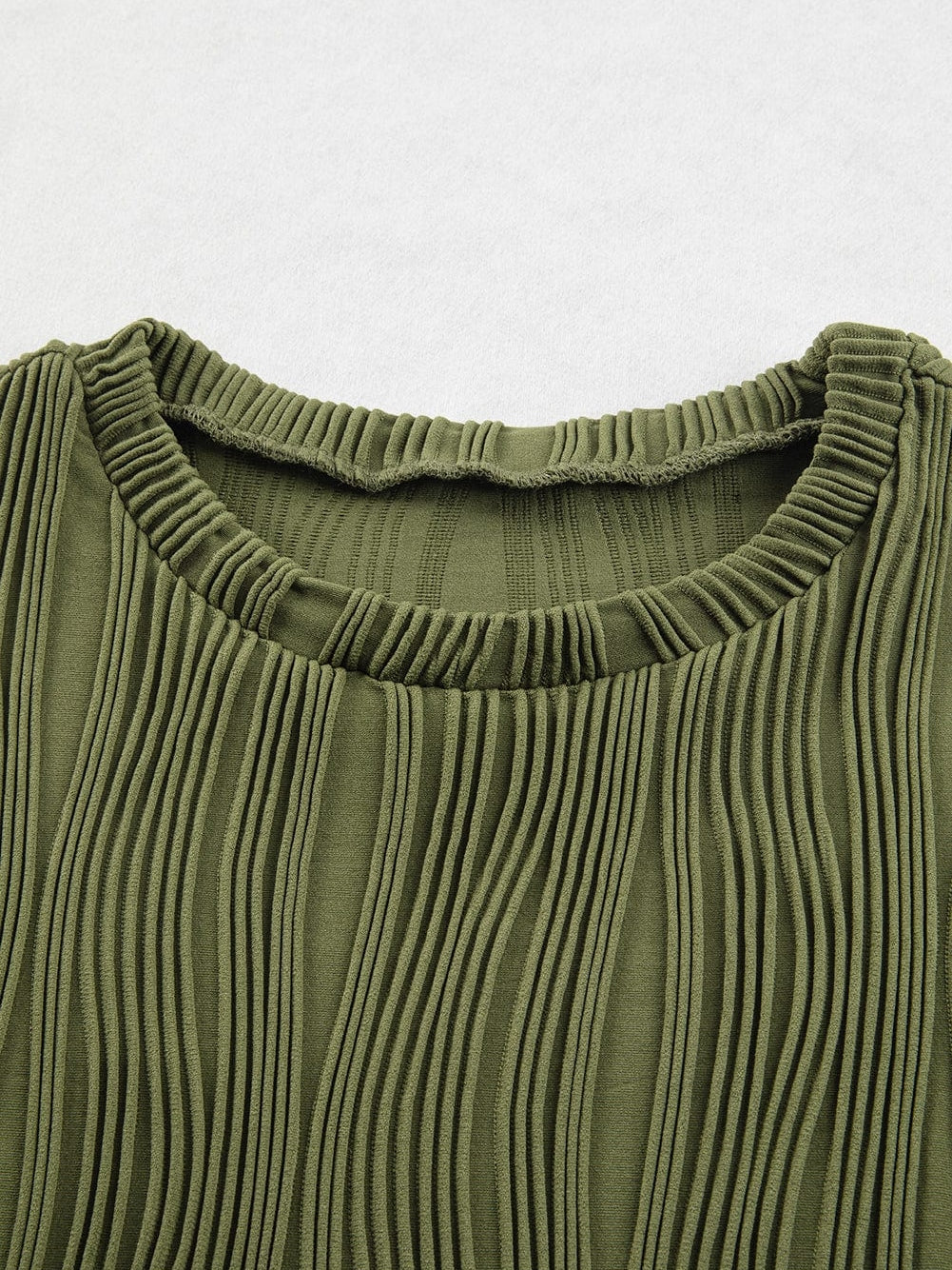 Jungle Green Textured Wave Cap Sleeve Blouse