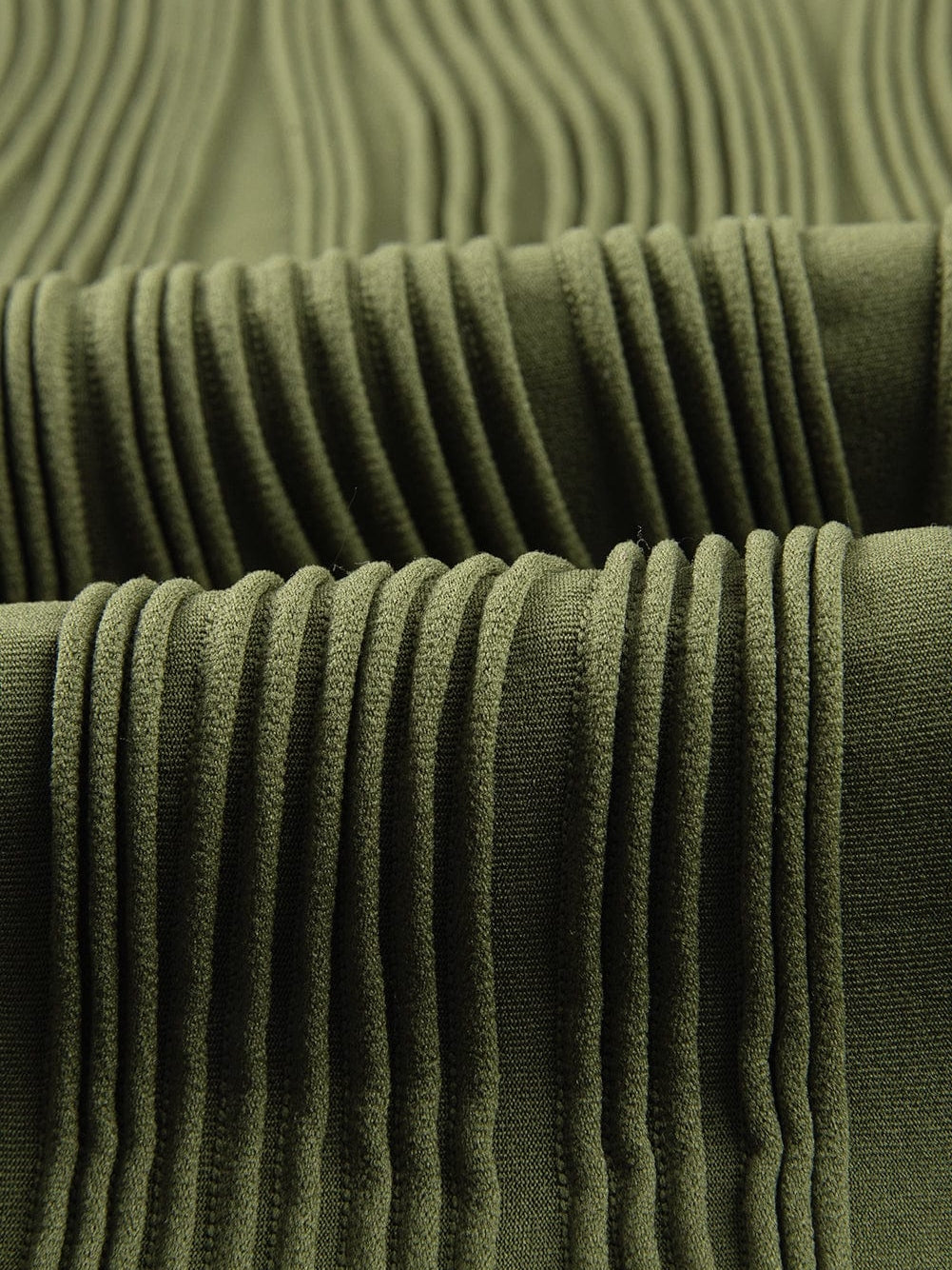 Jungle Green Textured Wave Cap Sleeve Blouse