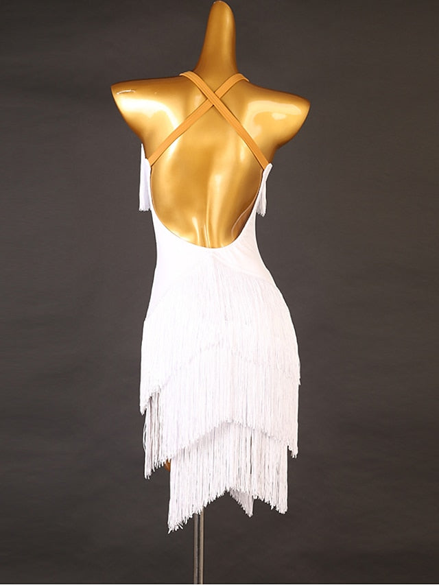 Latin Dance Dress Tassel Split Joint Women's Performance Training Sleeveless Chinlon - LuckyFash™