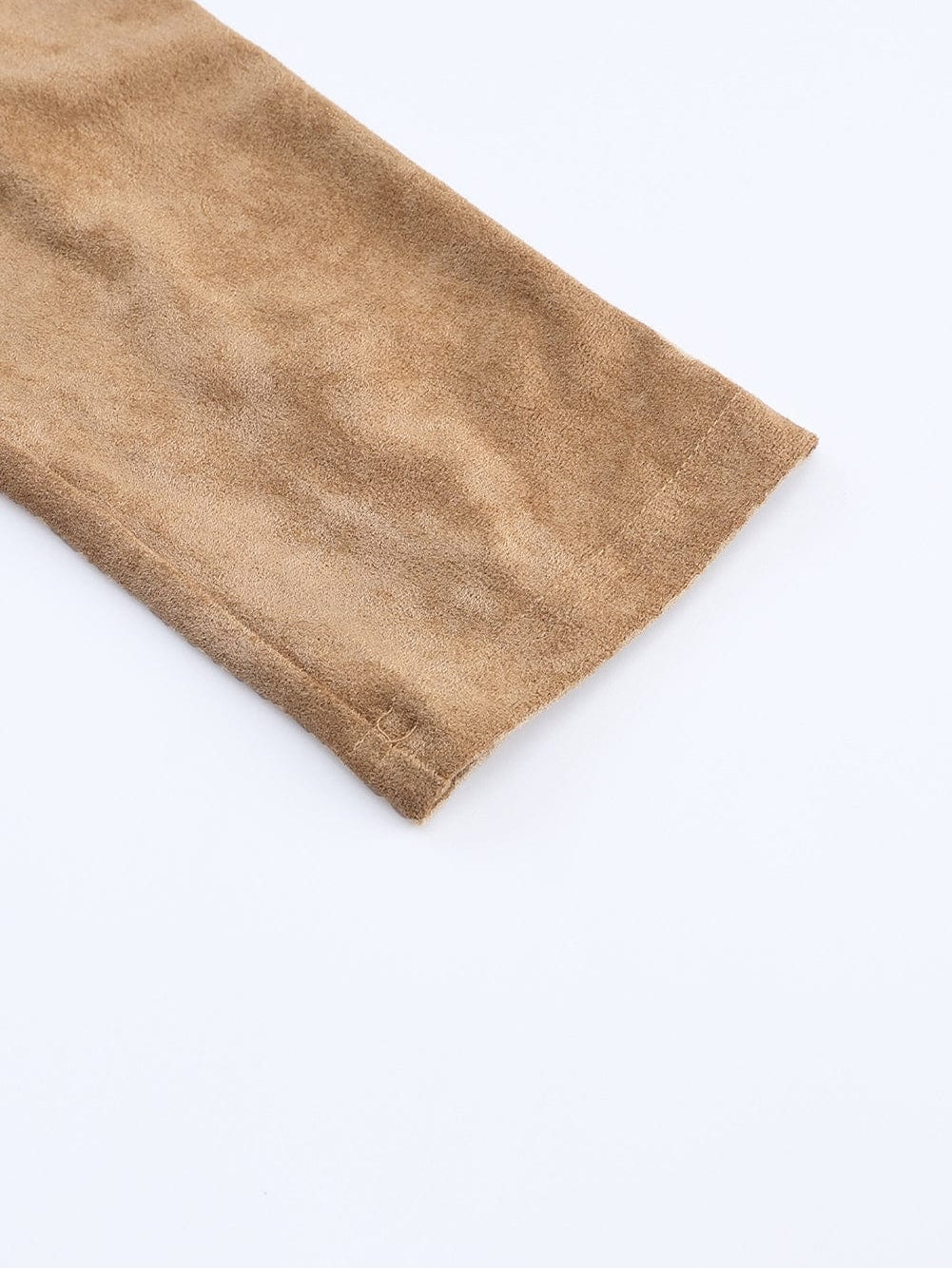 Khaki Faux Suede High Waisted Leggings with Skinny Fit