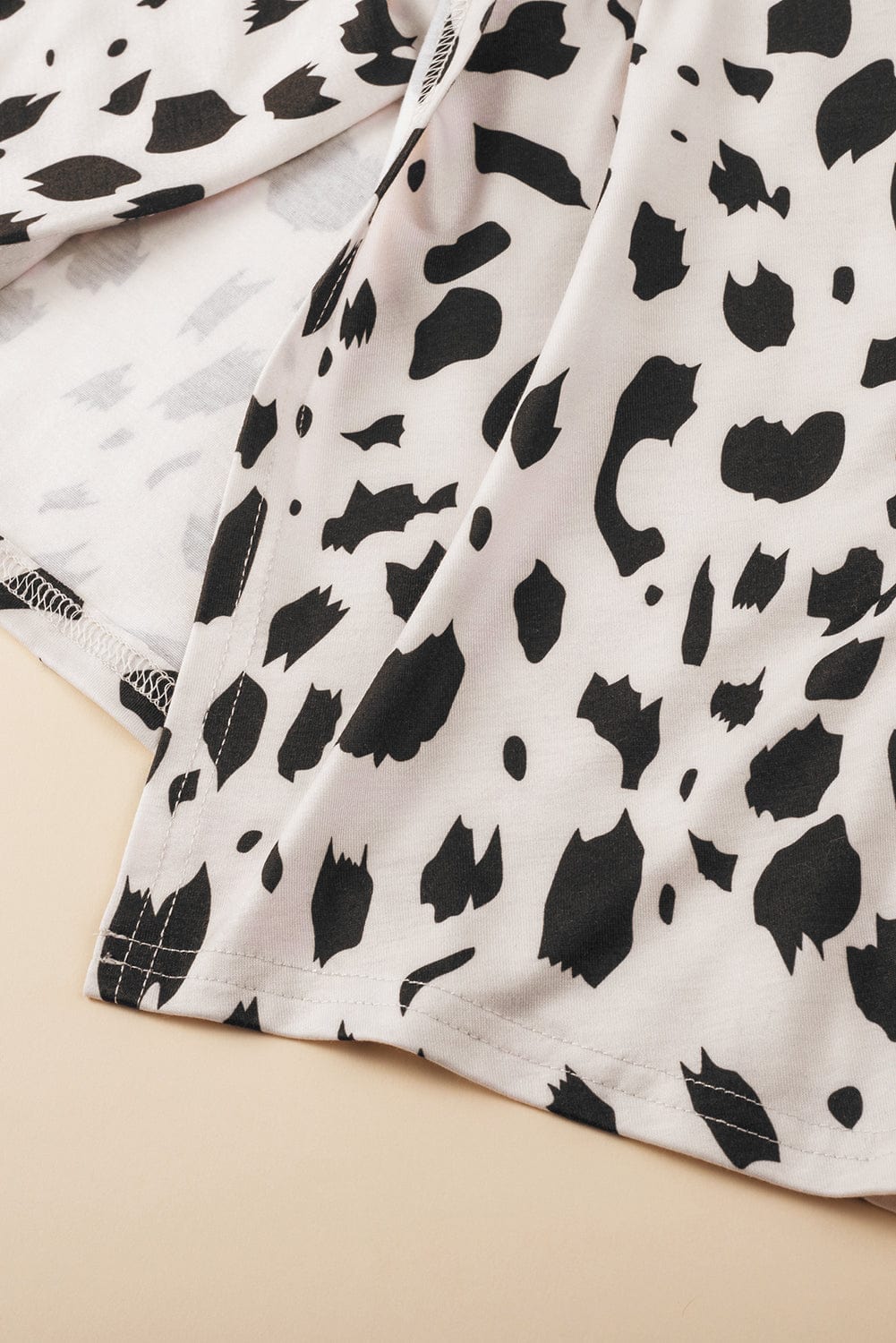 Khaki Leopard Batwing Sleeve Twisted Back Tee