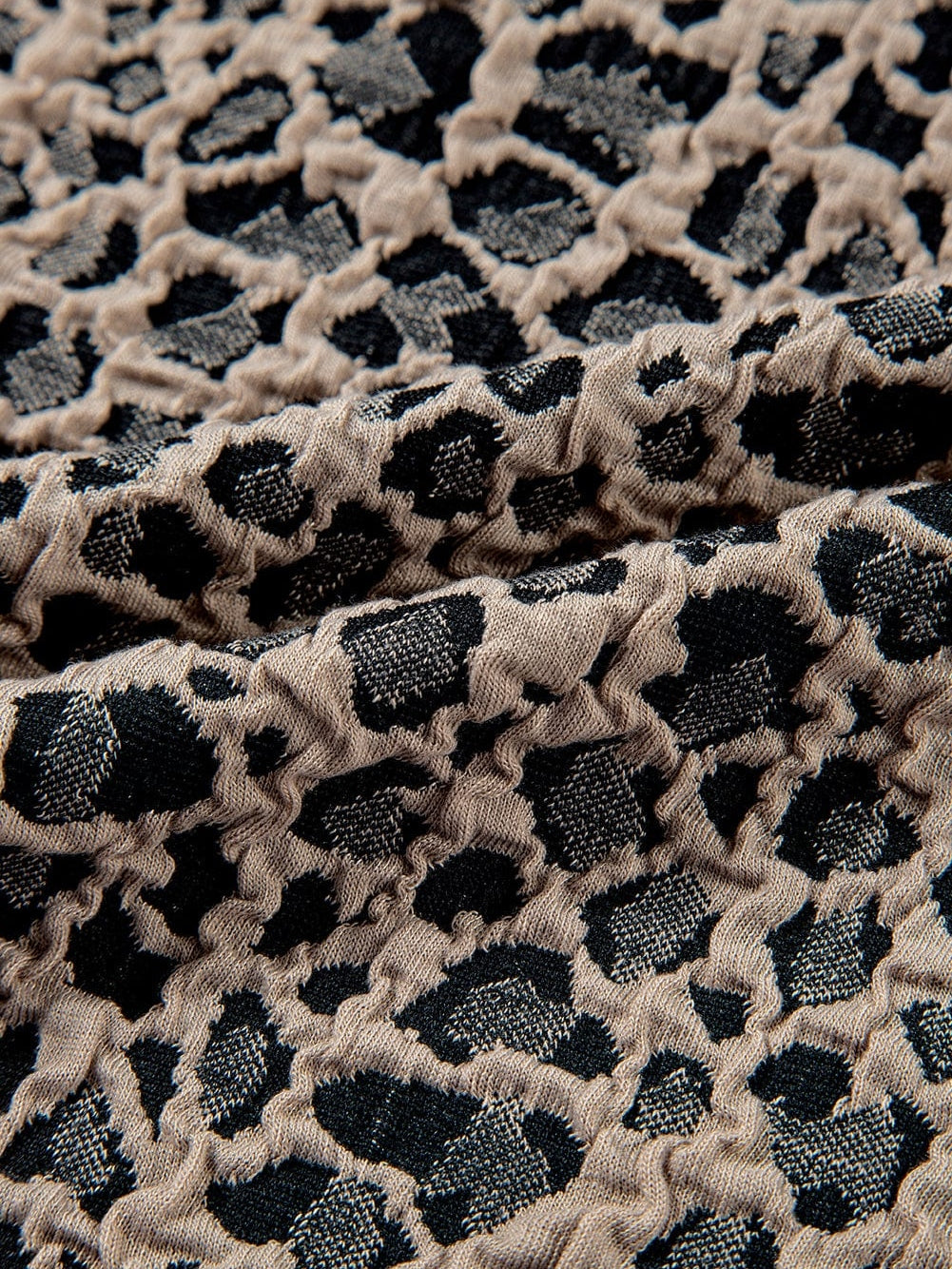 Khaki Leopard Print Ruffle Sleeve Top