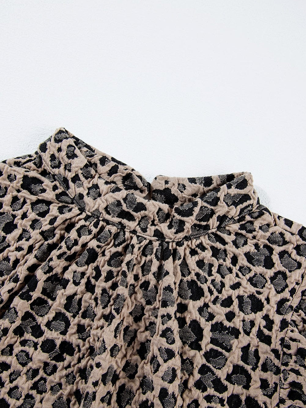Khaki Leopard Print Ruffle Sleeve Top