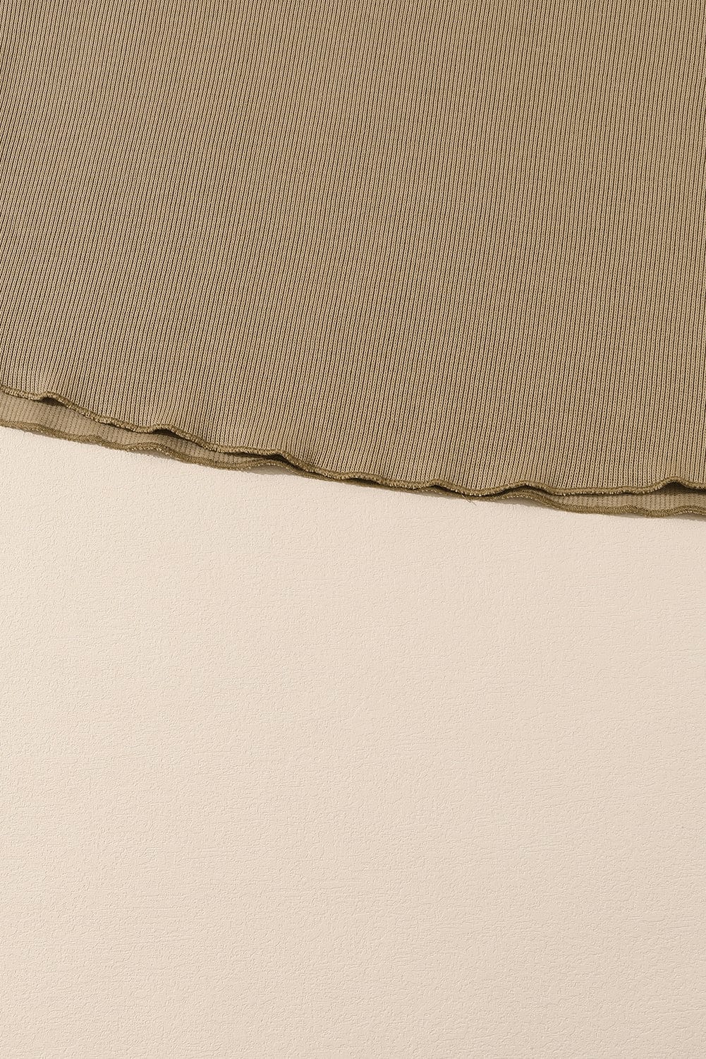 Khaki Ribbed Texture Lounge Set with Exposed Seams