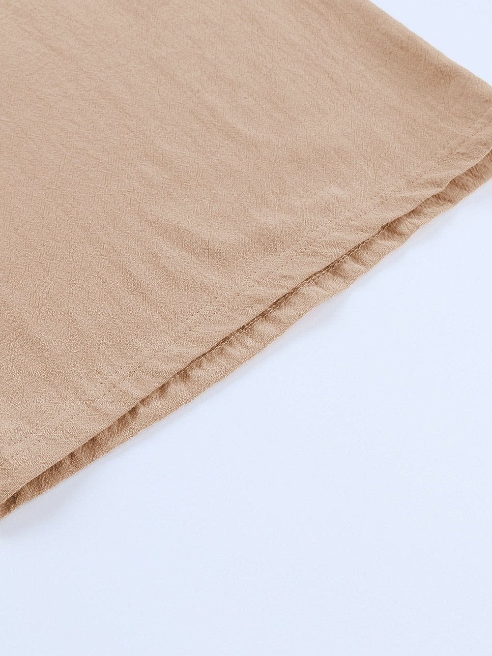 Khaki Shirred High Waist Wide Leg Pants