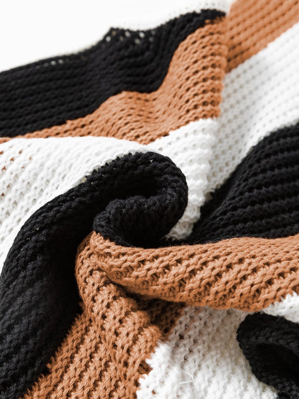 Khaki Striped Colorblock Knit Sleeveless Sweater Vest