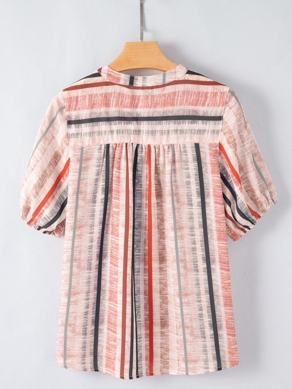 Khaki Striped Frill Detail Multicolor Shirt